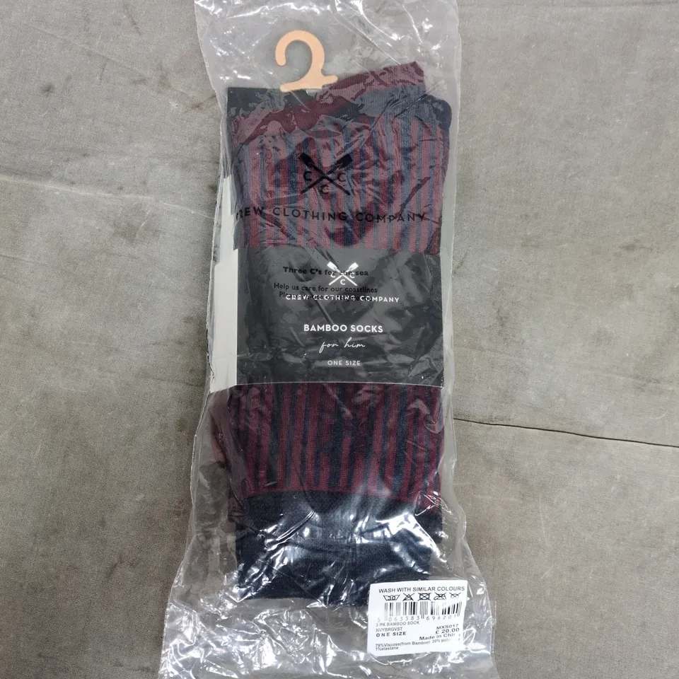 BAGGED CREW CLOTHING COMPANY BAMBOO SOCKS FOR HIM 3PK - ONE SIZE