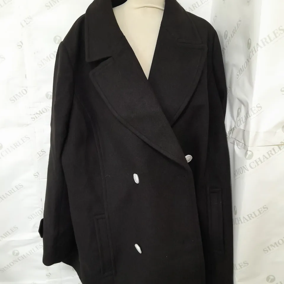 FOREVER NEW JOSIE CURVE DB COAT IN BLACK - SIZE EUR 50