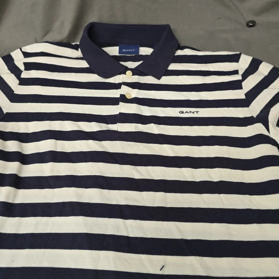 GANT STRIPED POLO SHIRT - SIZE LARGE