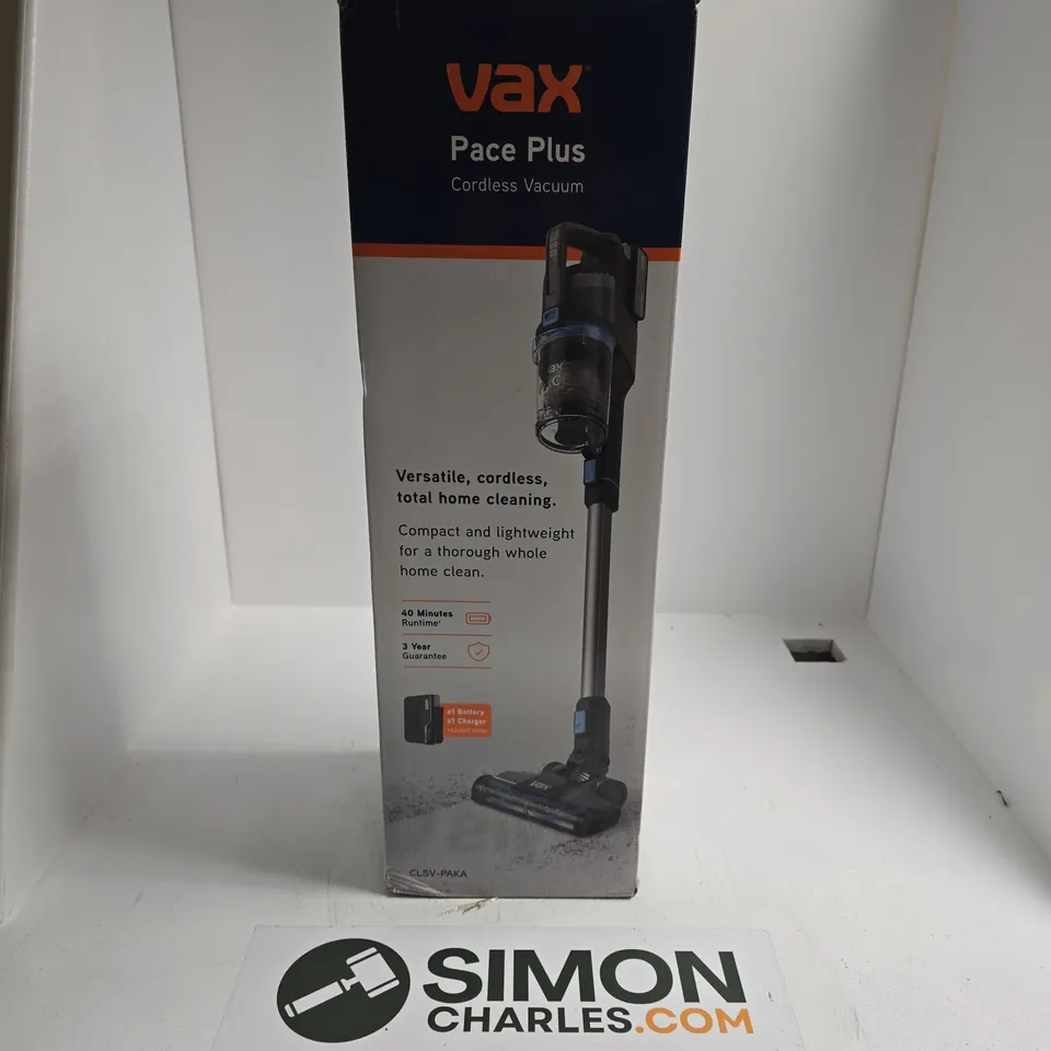 BOXED VAX PACE PLUS CORDLESS VACUUM