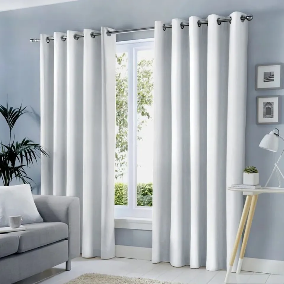 BOXED 100% COTTON ROOM DARKENING EYELET CURTAINS 