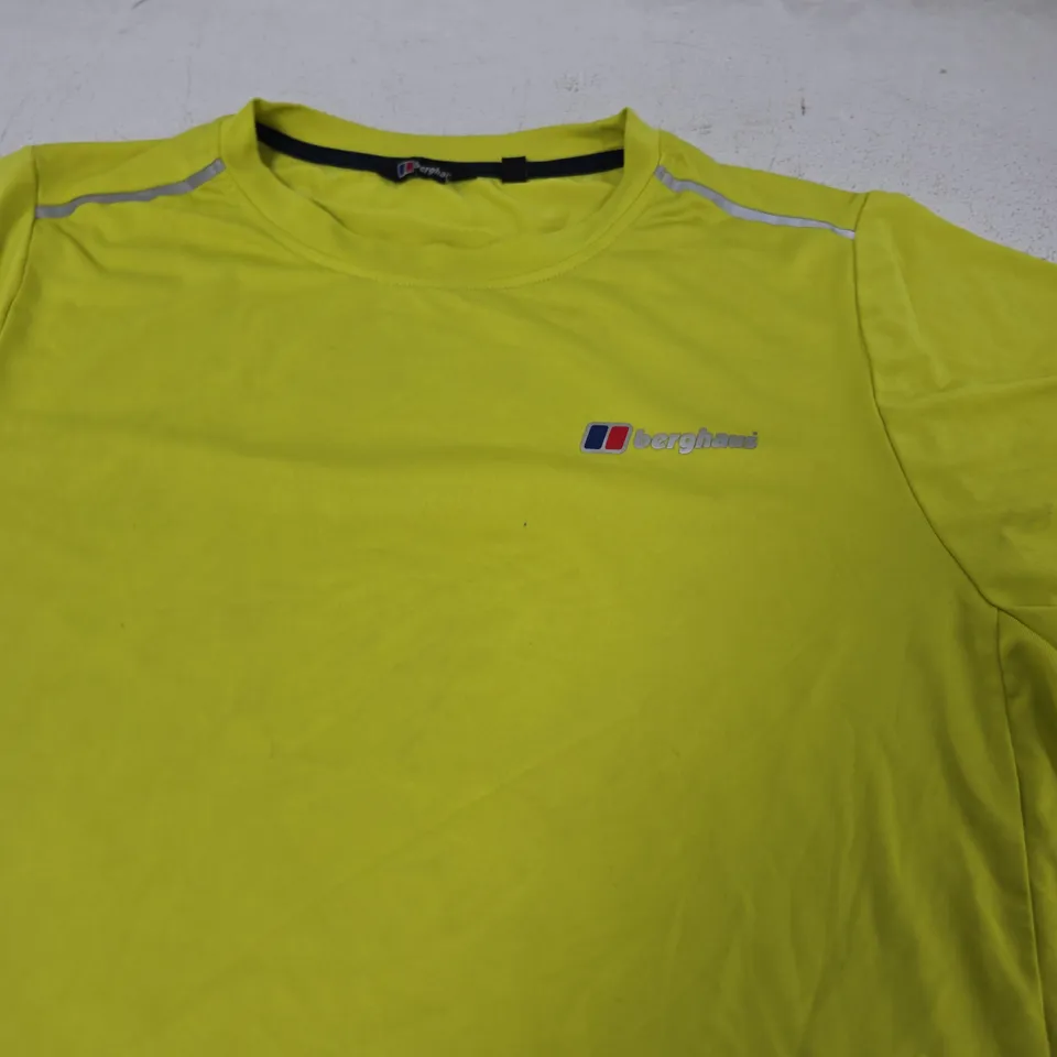 BERGHAUS YELLOW SHORT-SLEEVE OUTDOOR TOP - SIZE 13