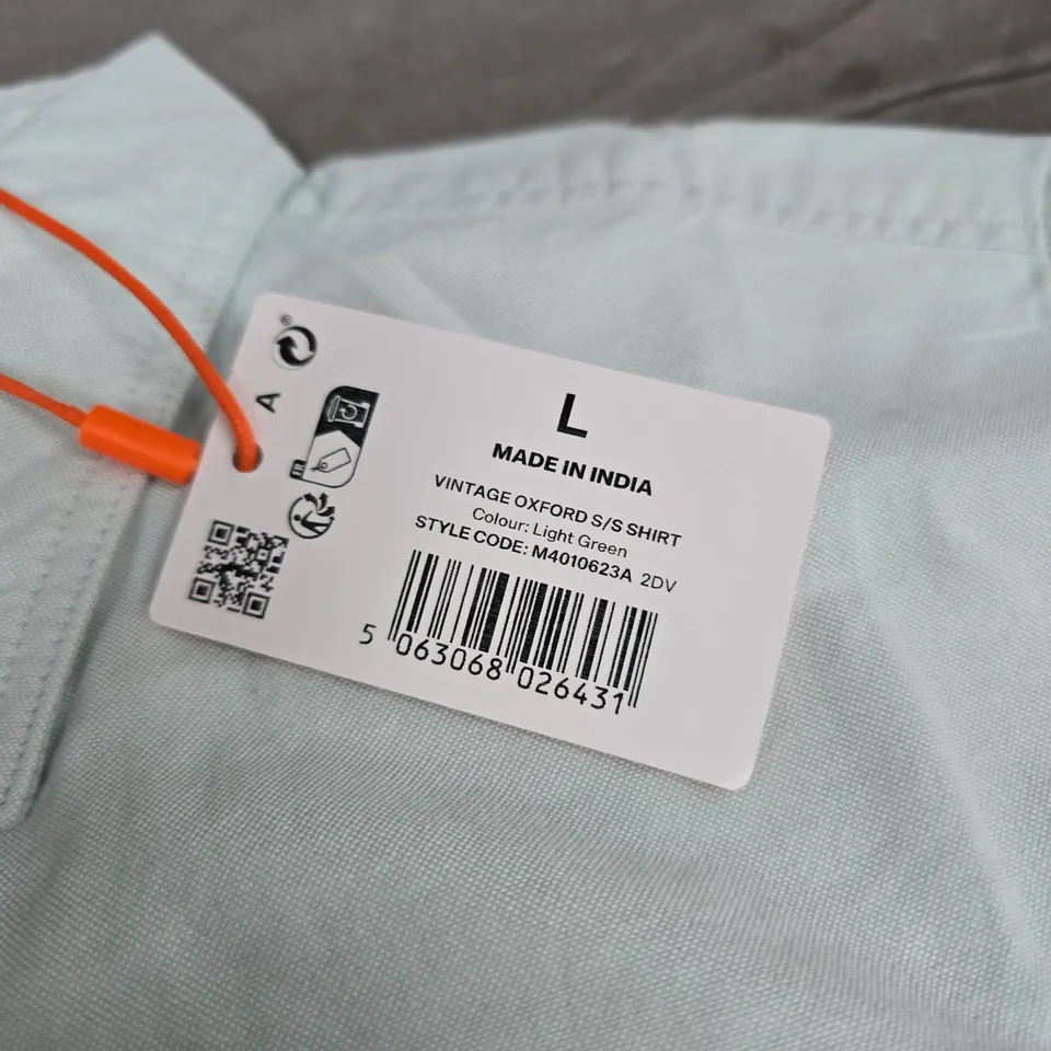 SUPERDRY VINTAGE OXFORD S/S SHIRT – LIGHT GREEN, MEN'S SIZE L
