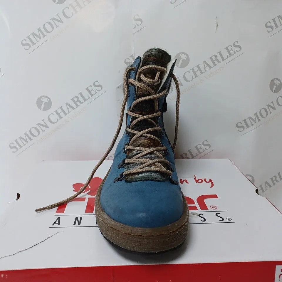 REIKER LACE UP ANKLE BOOTS LIGHT BLUE SIZE 5