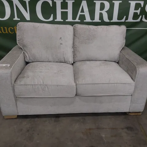 DESIGNER TWO SEATER SOFA SILVER FABRIC