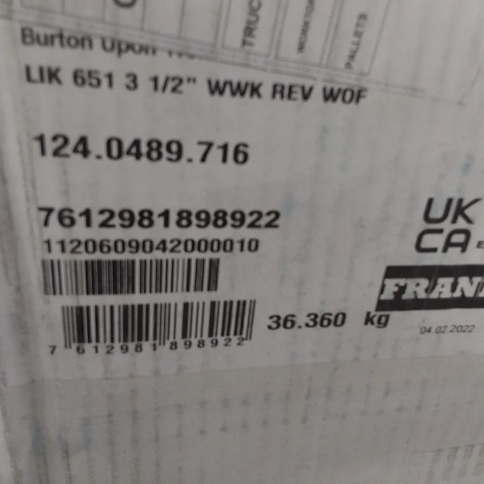 BOXED FRANKE WHITE CERAMIC 1.5 BOWL SINK WITH DRAINER