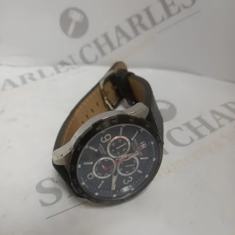 HANOWA GENTS SWISS MILITARY CHAMP LEATHER STRAP WATCH