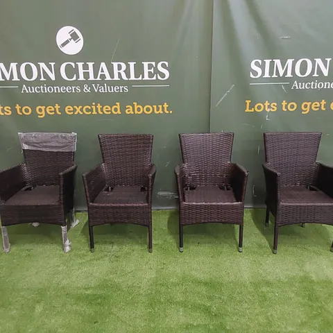 SET OF 4 CHOCOLATE MIX RATTAN CHAIRS