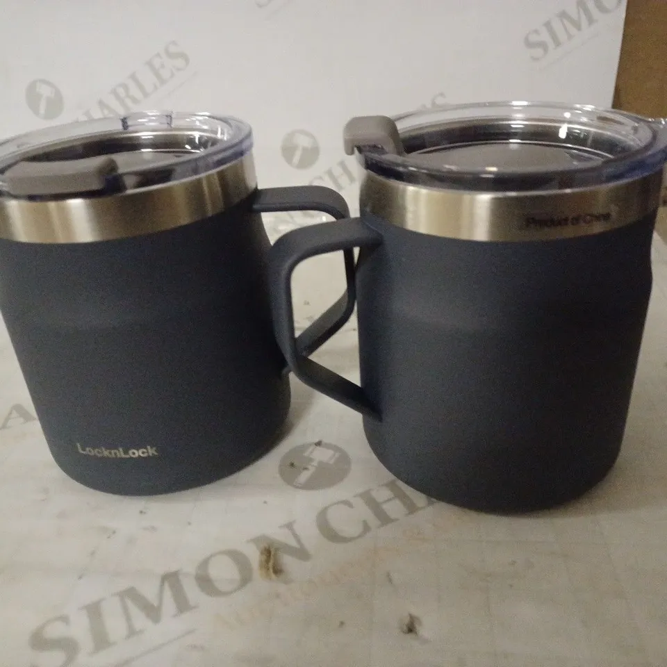 LOCK & LOCK SET OF INSULATED STAINLESS STEEL MUGS - NAVY