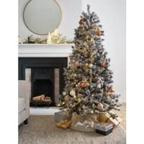 BOXED 7FT BLACK FOREST FLOCKED PRE-LIT CHRISTMAS TREE - COLLECTION ONLY