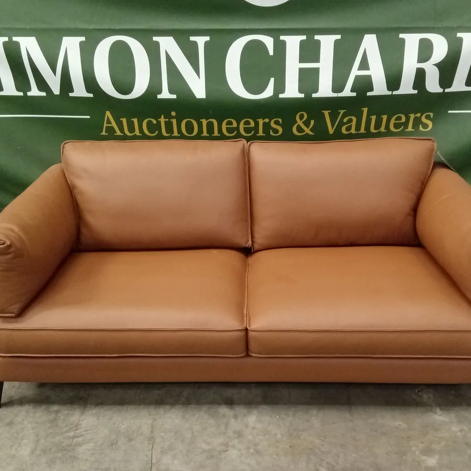 SASHA 3 SEATER LEATHER/FAUX LEATHER SOFA - TAN RRP £1199