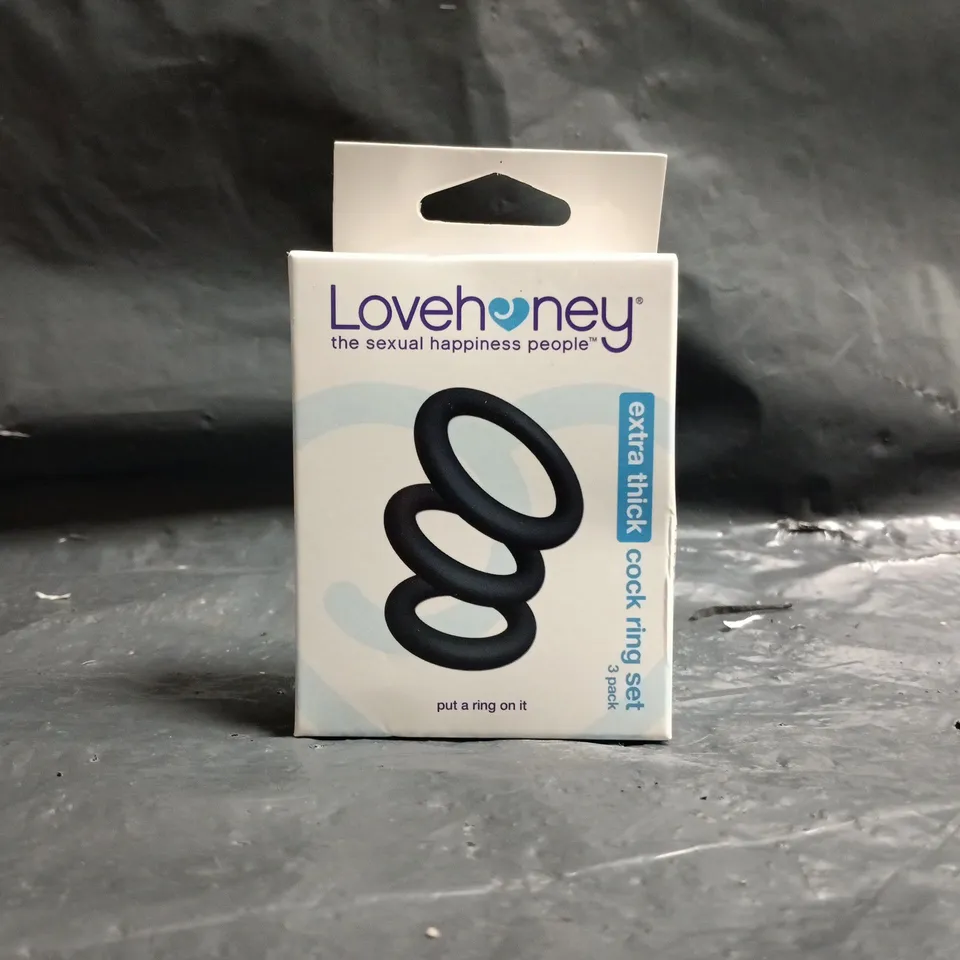 BOXED LOVEHONEY EXTRA THICK COCK RING SET - 3 PACK