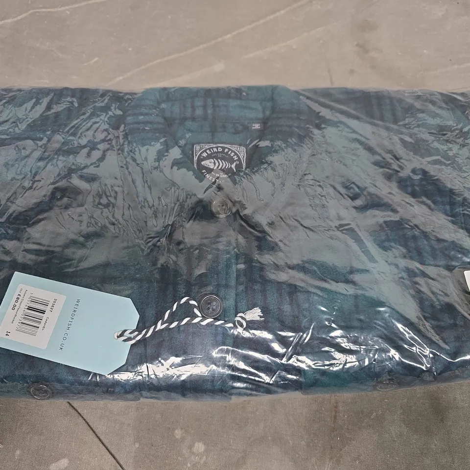 WEIRD FISH AUTUMN CHECK FLEECE SHACKET – TEAL/CHECK, WITH TAGS