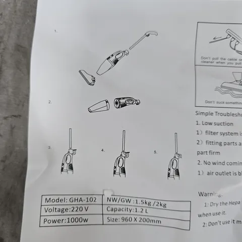 GHA-102 VACUUM CLEANER