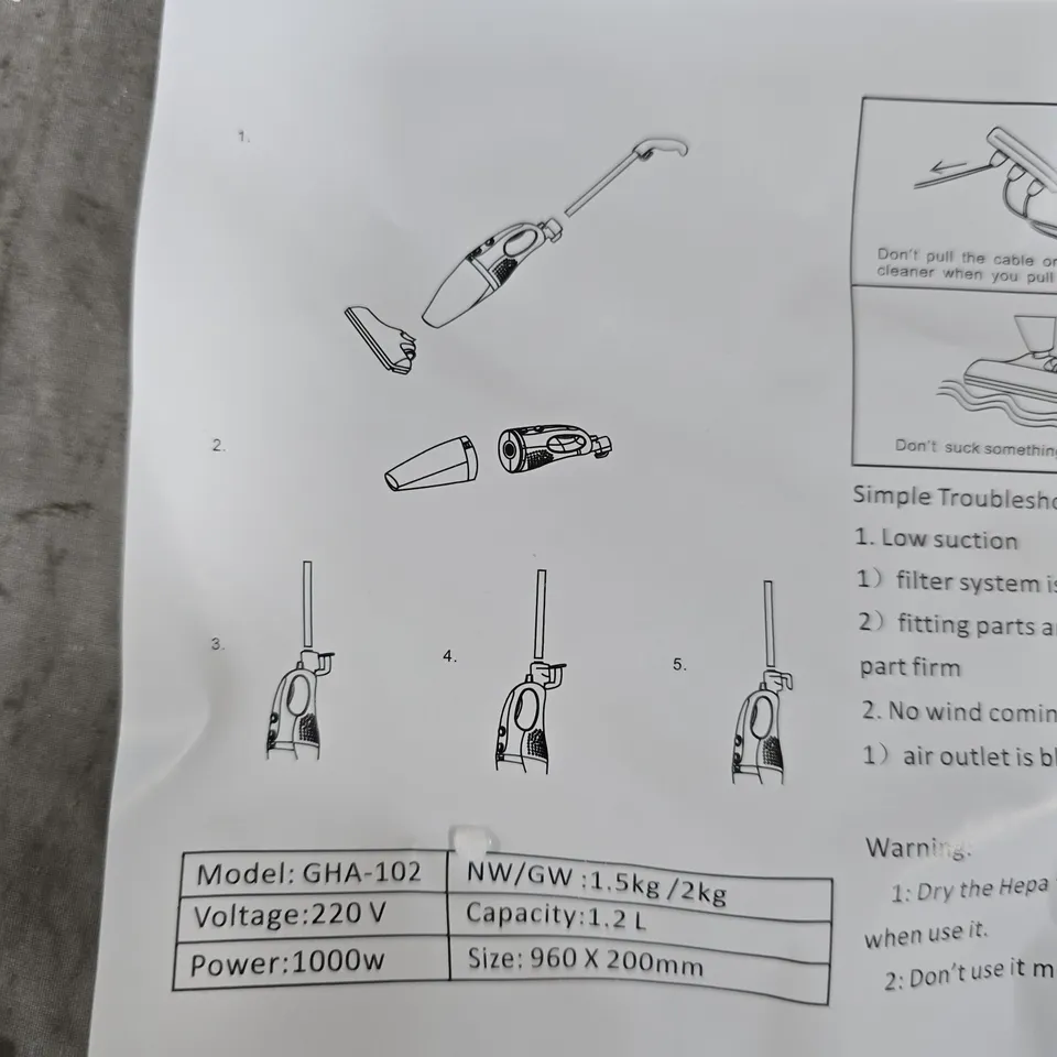 GHA-102 VACUUM CLEANER 