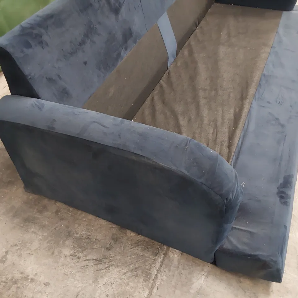 THREE SEATER SOFA FRAME BLUE PLUSH FABRIC 