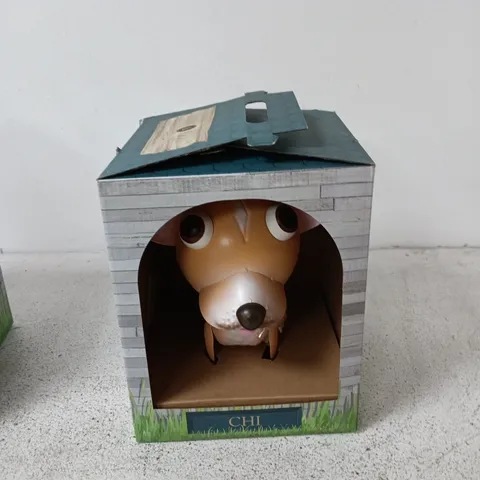 OLIVE & SAGE DOG FIGURINE IN DECORATIVE HOUSE – BOXED - CHI
