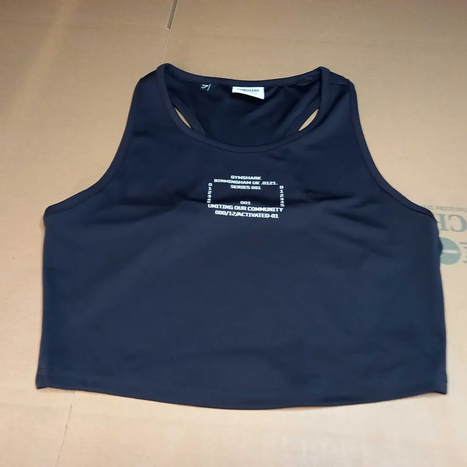 GYMSHARK WORKOUT WOMENS TOP - BLACK - SMALL