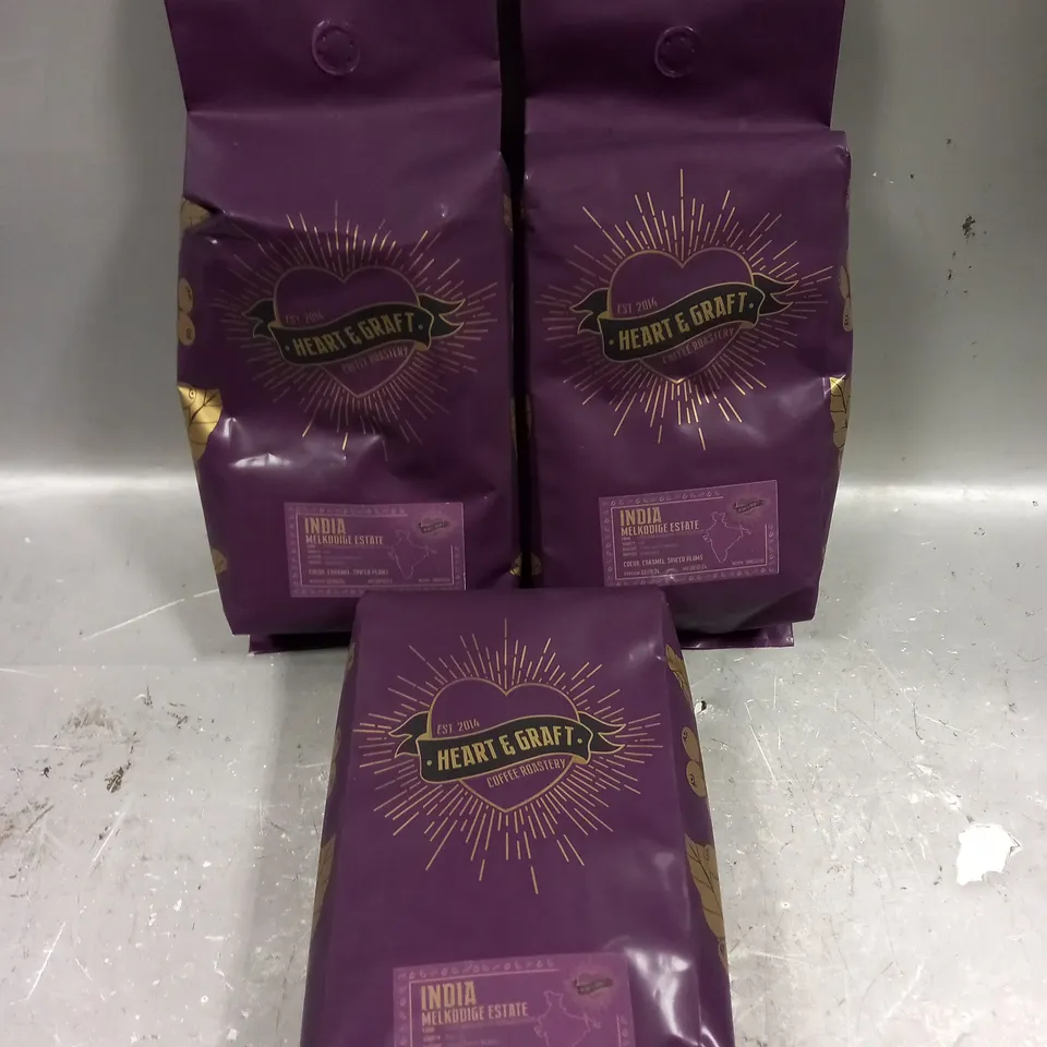 3 X SEALED HEART & GRAFT INDIA MELKODIGE ESTATE COFFEE - 3 X 1KG 