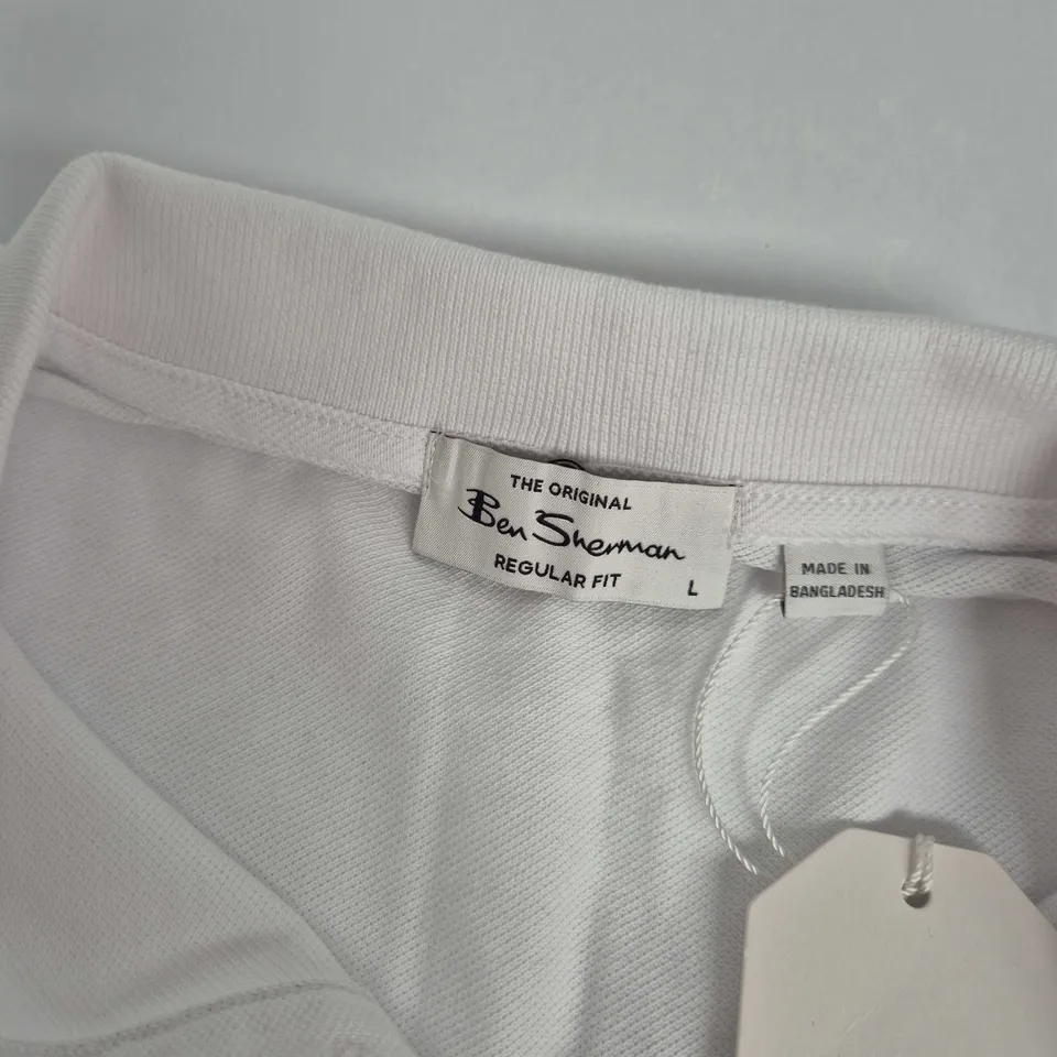 BEN SHERMAN REGULAR FIT POLO IN WHITE - LARGE