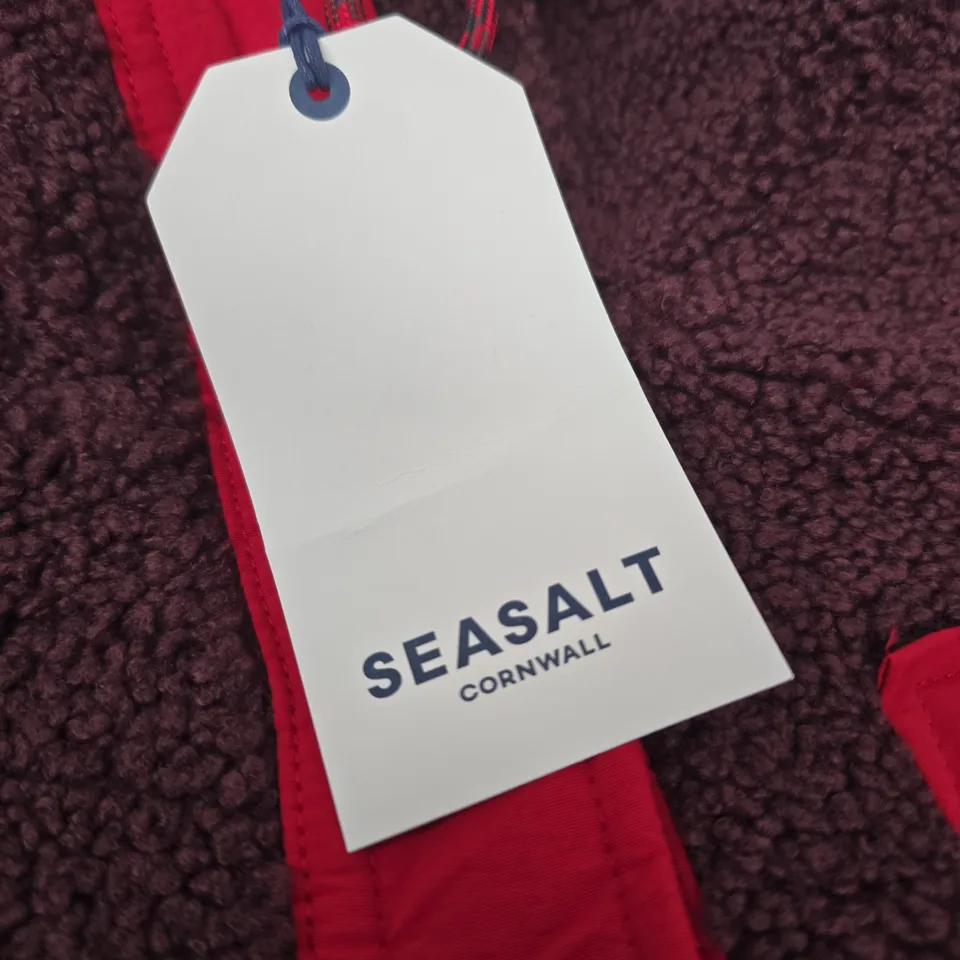 SEASALT CORNWALL FLEECE HOODIE – BURGUNDY, UK SIZE S