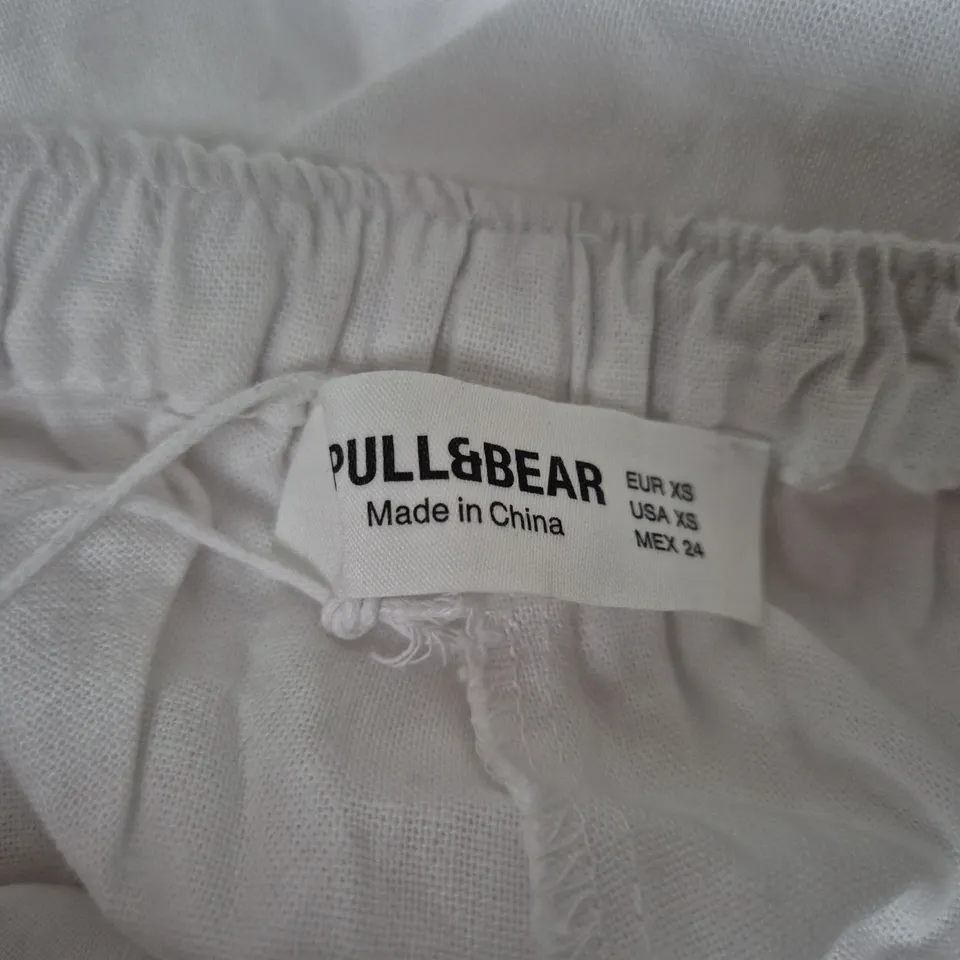 PULL&BEAR WHITE DRAWSTRING TROUSERS – UK XS (EUR XS / USA XS / MEX 24)