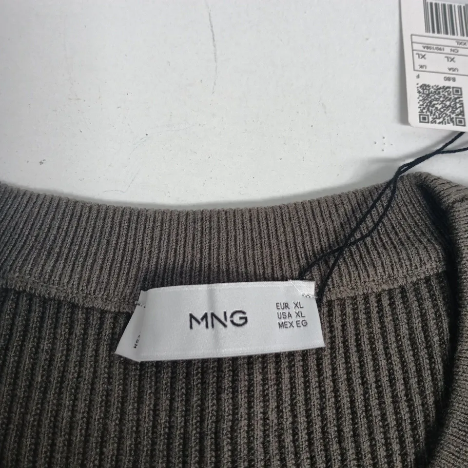 MNG KNIT TOP – BROWN RIBBED JERSEY, EUR XL / USA XL (UK SIZE NOT STATED)