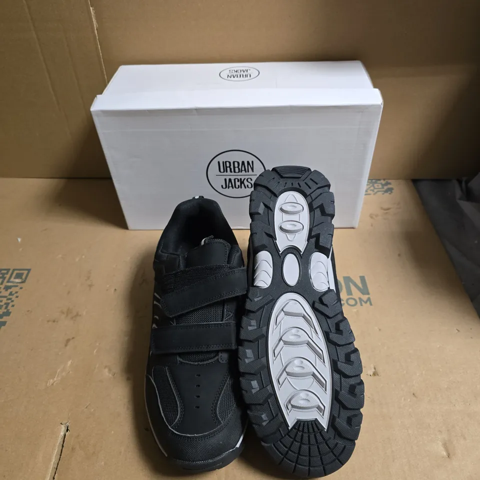 URBAN JACKS BLACK VELCRO TRAINERS - UK SIZE 10 