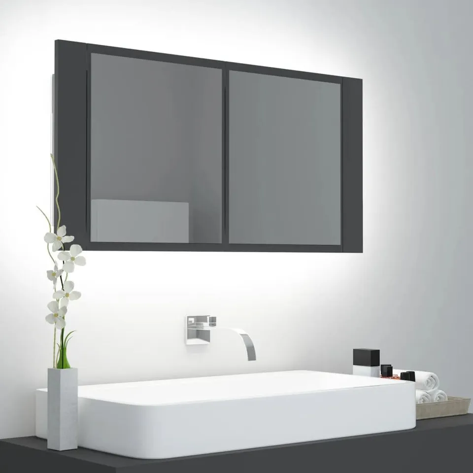 BOXED METRO LANE LED BATHROOM MIRROR CABINET - CONCRETE GREY 90 X 12 X 45CM (1 BOX)