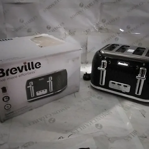 BOXED BREVILLE BLACK GLOSS 4 SLICE TOASTER 