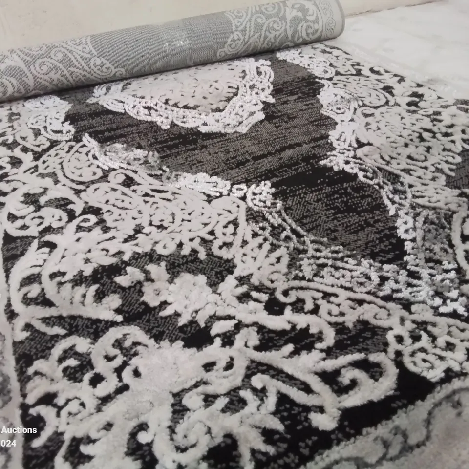 BRAND NEW PACO HOME 052 80X150CM BLACK ELABORATE PATTERN RUG