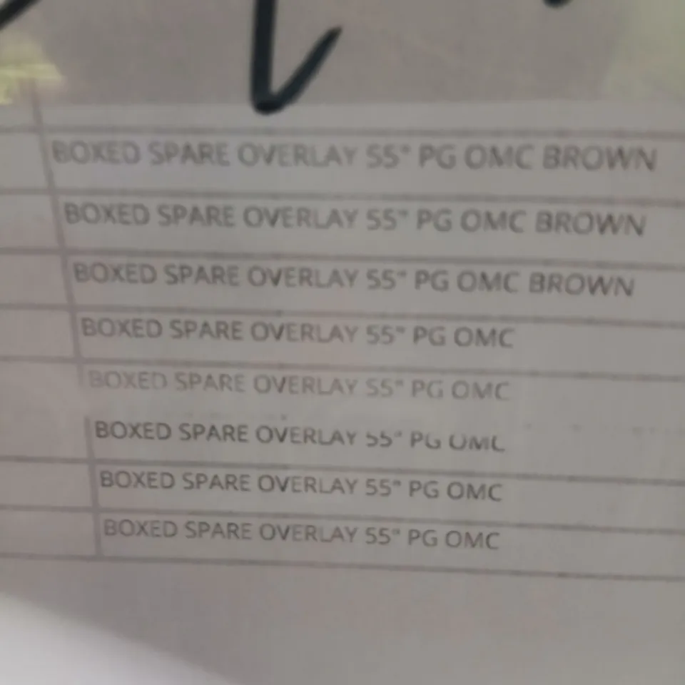 APPROXIMATELY 8 SPARE OVERLAY 55" PG OMC