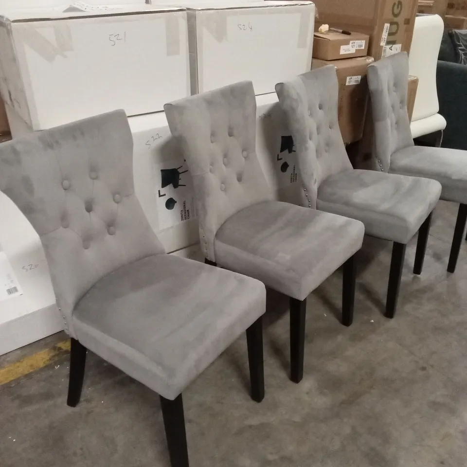 SET OF 4 DESIGNER VELVET KNOCKER-BACK DINING CHAIRS