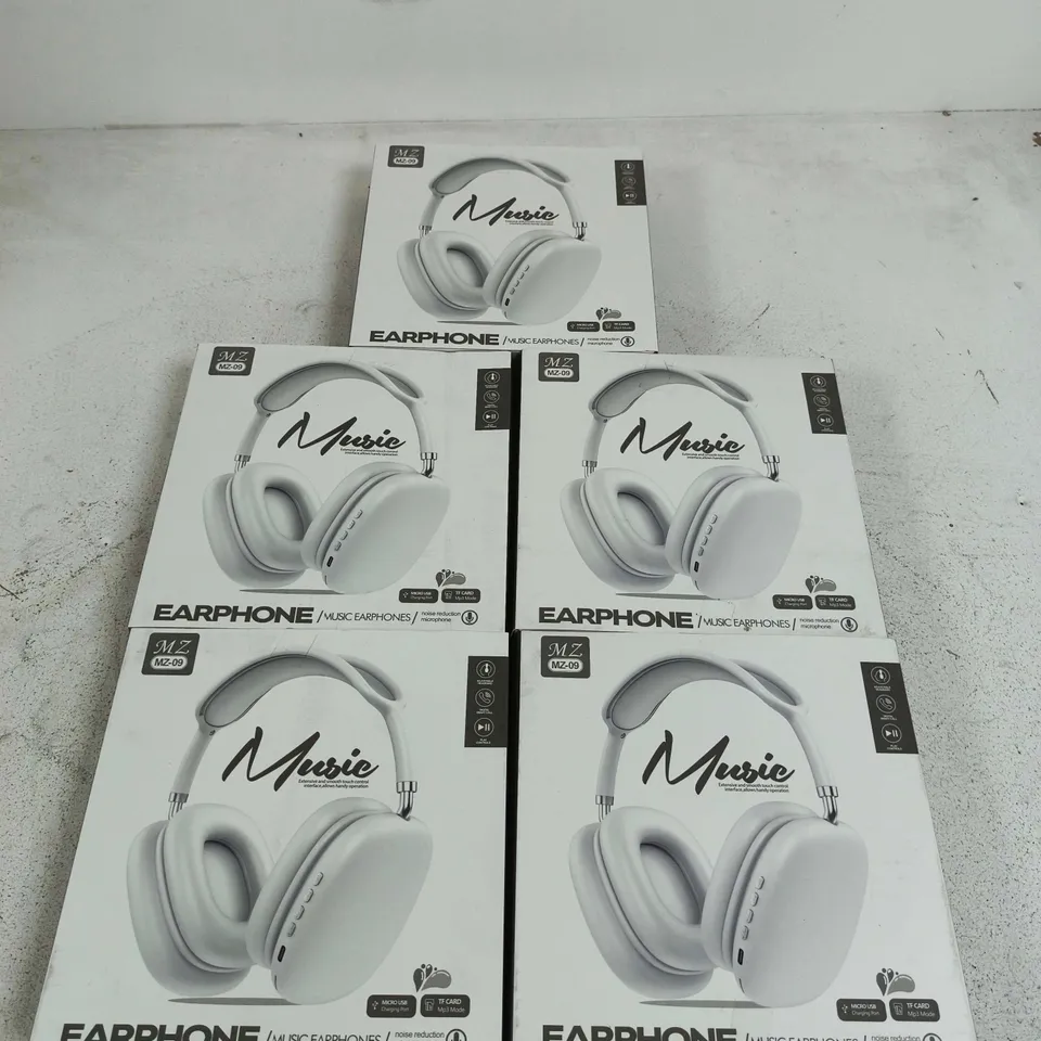 5 X BOXED MZ-09 WIRELESS BLUETOOTH HEADPHONES