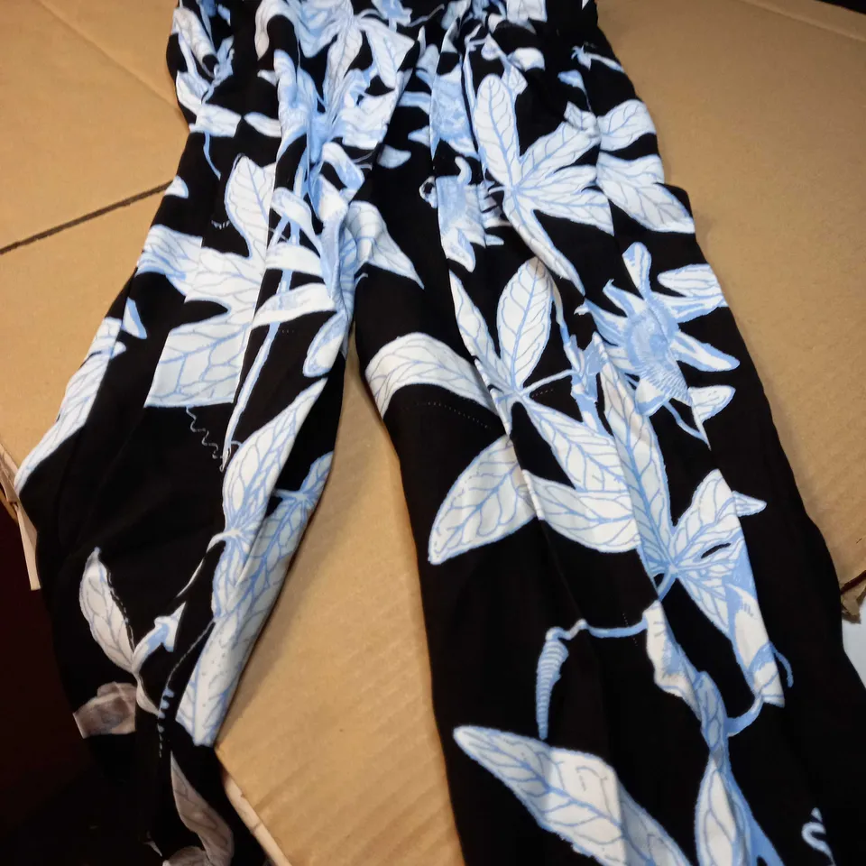 WHISTLES BLACK/BLUE LARGE FLORAL PRINT PLUNGE NECK PANTSUIT 