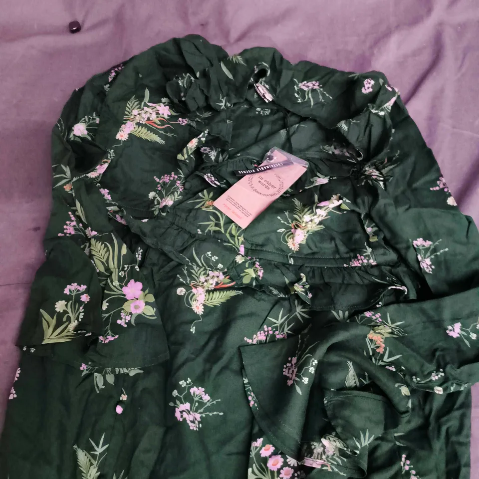 IN OTHER WORDS GREEN FLORAL PRINT DRESS, UK SIZE 16