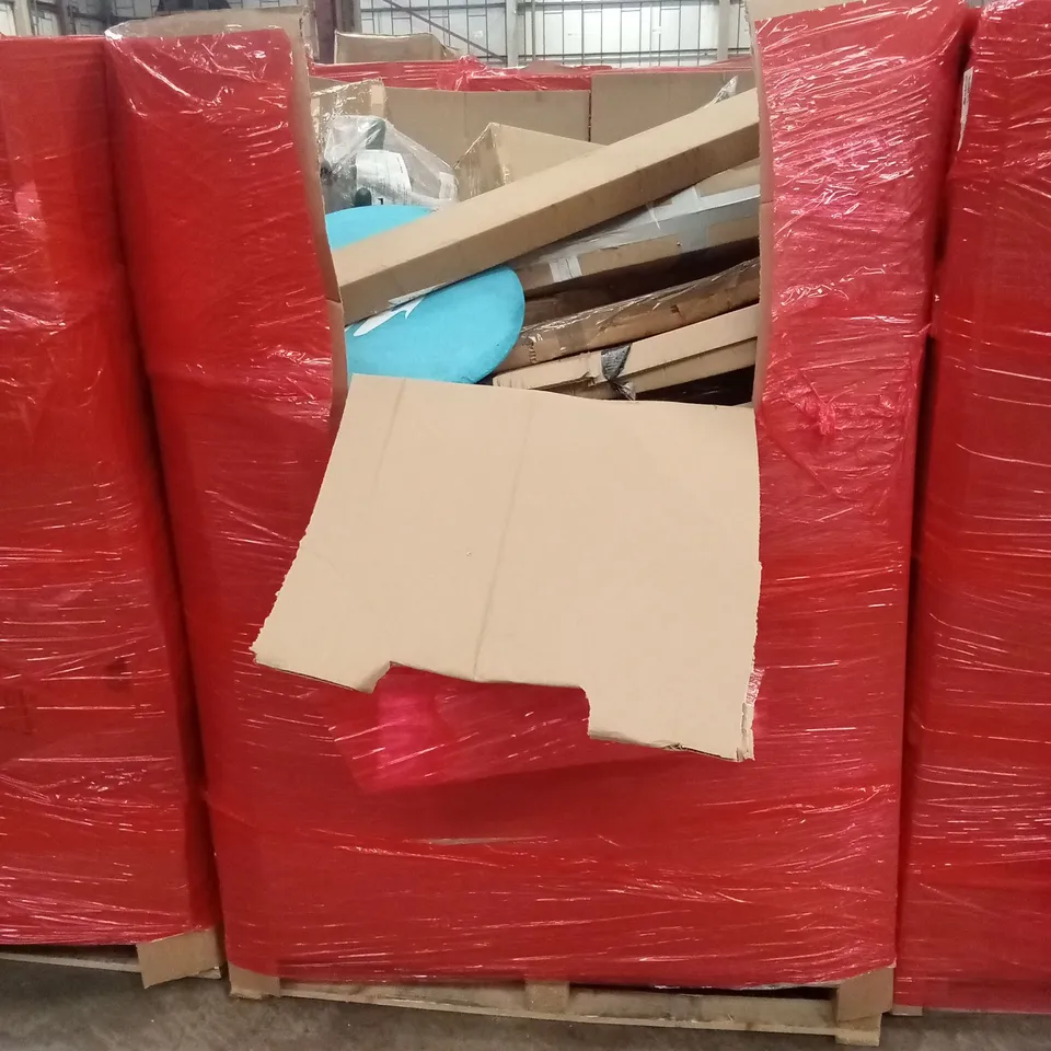 PALLET OF ASSORTED HOUSEHOLD GOODS AND PRODUCTS TO INCLUDE; BOXED FURNITURE ETC