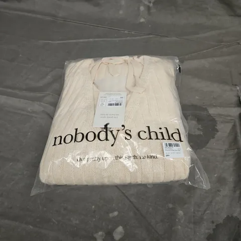 NOBODY'S CHILD WIDE RIB KNITTED DRESS IN BEIGE SIZE XS