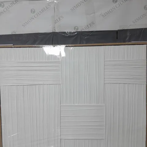 WHITE WOVEN FABRIC FRAMED CANVAS WALL ART – SET OF 2