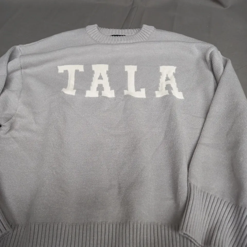 TIALA KNITTED LIGHT GREY HEAVY WEIGHTED JUMPER - XS