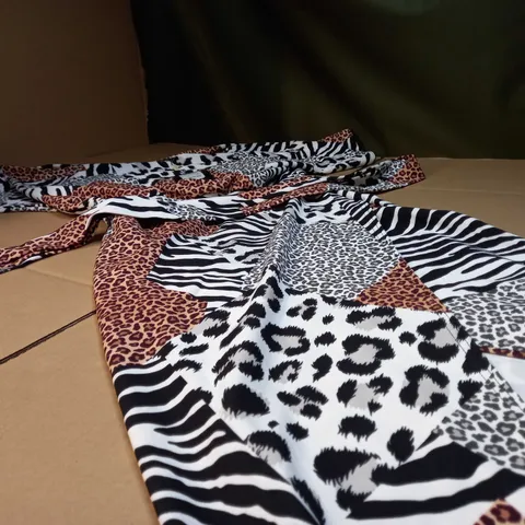 DESIGNER MULTI ANIMAL PRINT FORM FITTING MIDI DRESS - SIZE 12