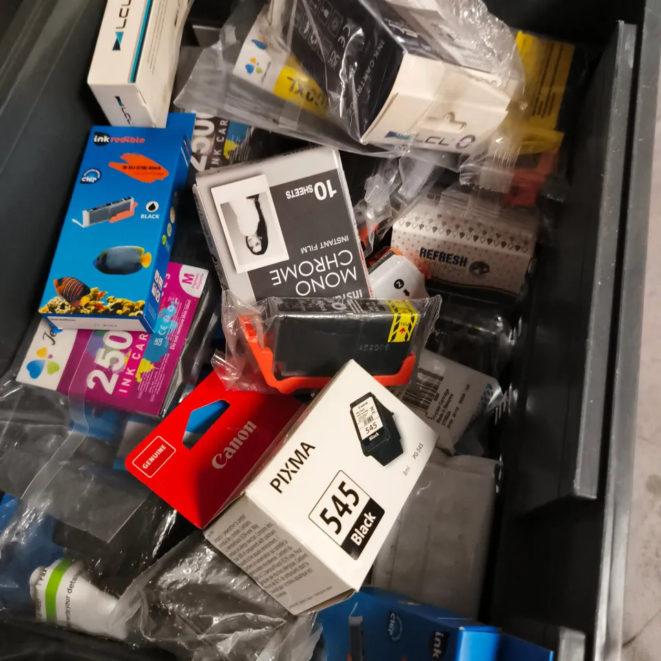 BOX OF ASSORTED INK CARTRIDGES INCLUDING 2500XL CARTRIDGE , INKREDIBLE CARTRIDGE AND PIXMA COLOUR 