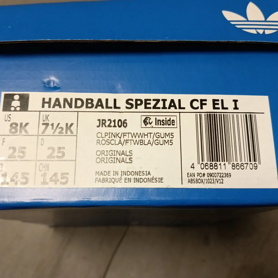 ADIDAS HANDBALL SPEZIAL CF EL I KIDS' TRAINERS - PINK SUEDE, UK 7½