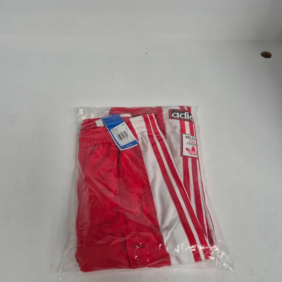 ADIDAS ADIBREAK PT PANTS – UK 2XS (USA 2XS), RED/WHITE STRIPES