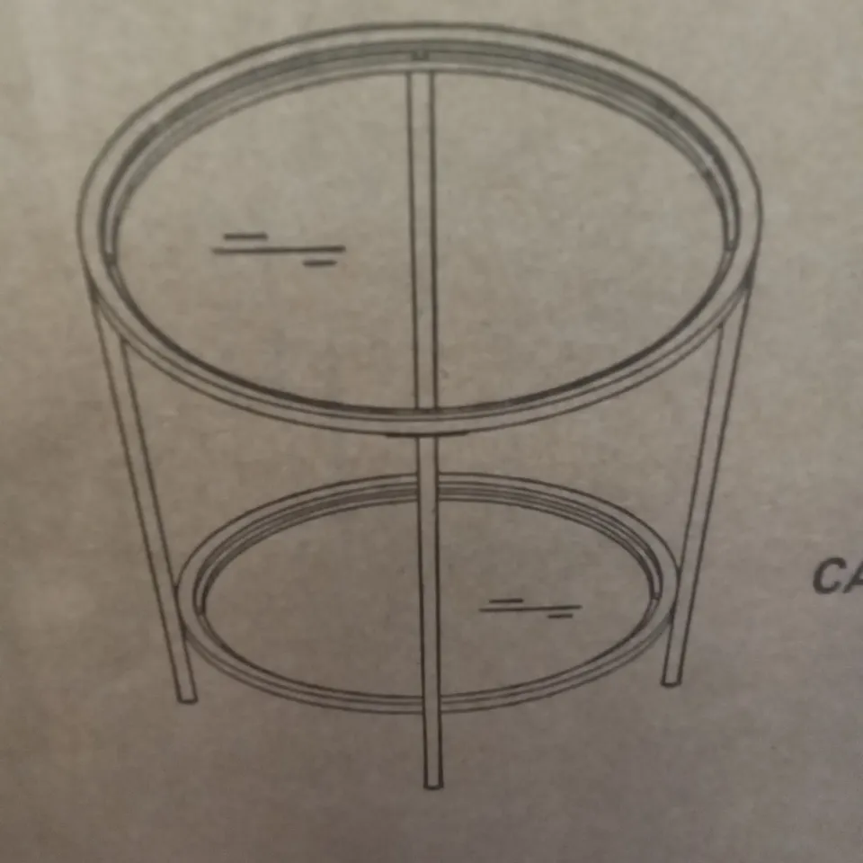 BOXED ROUND SIDETABLE IN GOLD FINISH