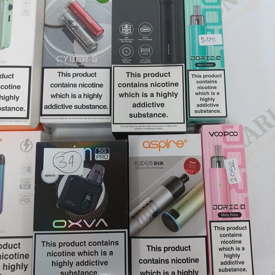 LOT OF 12 ASSORTED E-CIGS TO INCLUDE ASPIRE, VAPORESSO AND OXVA