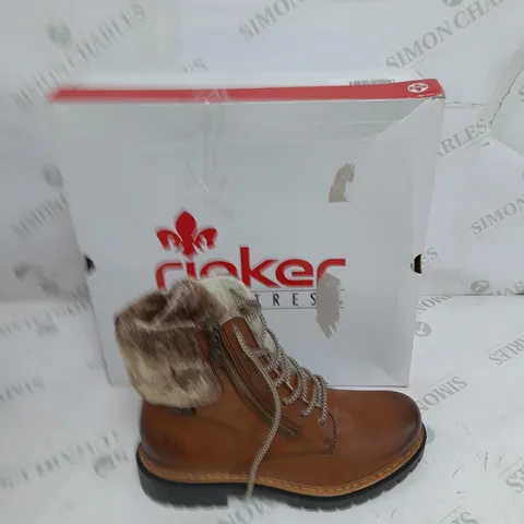 BOXED RIEKER FUR CUFF BOOTS BROWN SIZE 6