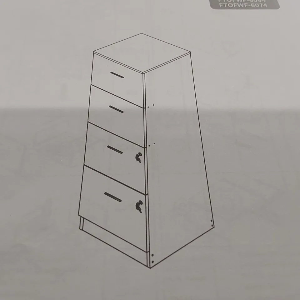 BOXED 40CM WIDE 4-DRAWER FILE CABINET