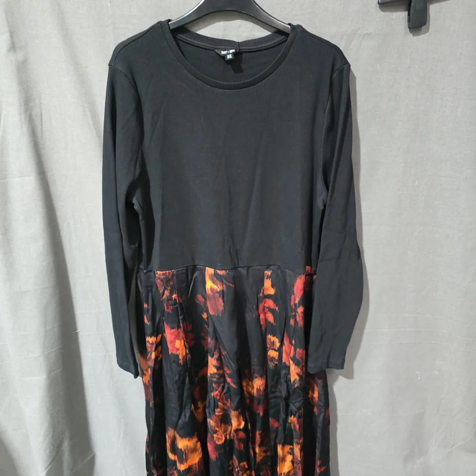RENEE CONTRAST LONG SLEEVE DRESS – AUTUMN FLORAL, UK 18 (US 14, EU 2XL)
