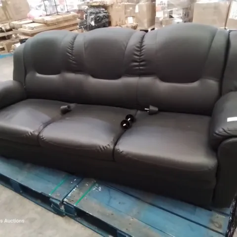 DESIGNER TEXAS THREE SEATER SOFA BLACK FAUX LEATHER